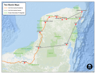Ruta propuesta para el Tren Maya.